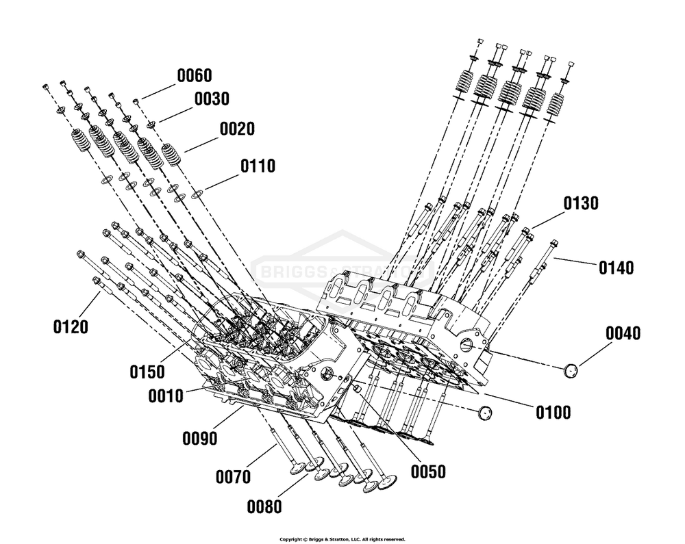 Engine Group - Cylinder Head Diagram and Parts List for 080015-02  Briggs and Stratton Generator